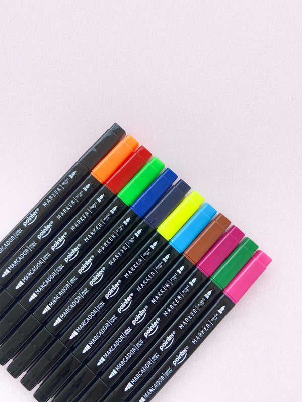 MARCADORES DOBLE PUNTA POINTER SET X12