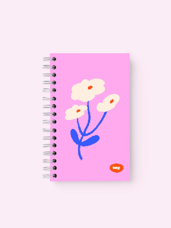 LITTLE NOTEBOOK FLORAL ROSA CUADRICULADO