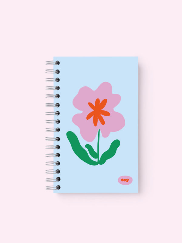 LITTLE NOTEBOOK FLORAL AZUL CLARO RAYADO