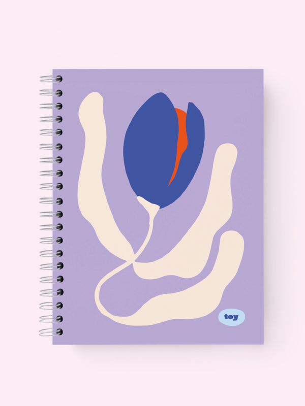 NOTEBOOK FLORAL LILA CUADRICULADO